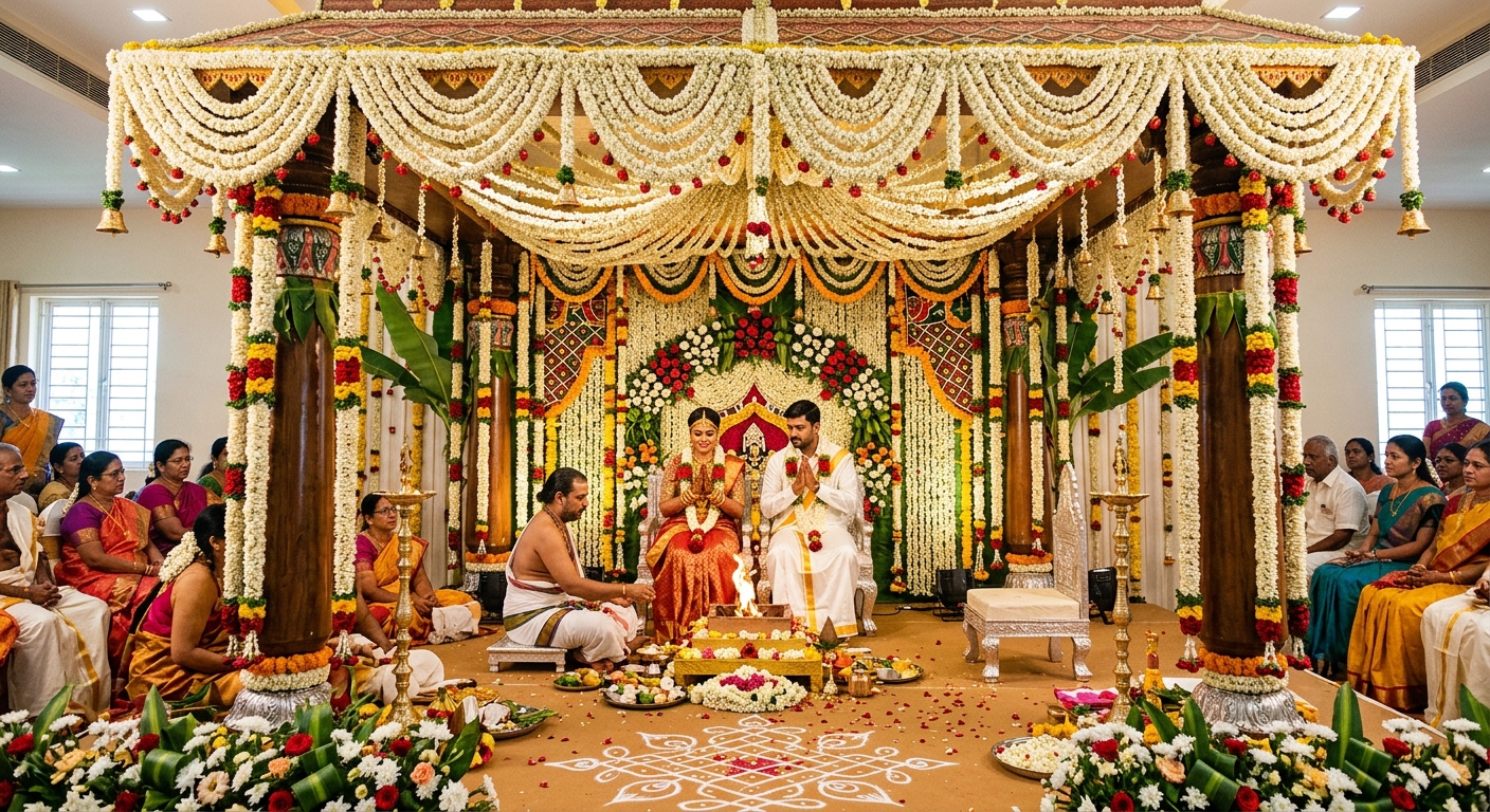 Floral Manavarai Mandapam Canopy